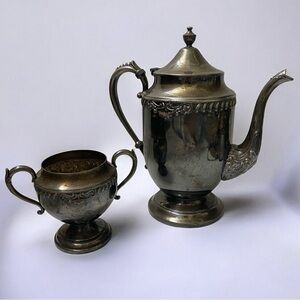 Vintage Antique Silver Plated on Copper Tea Set